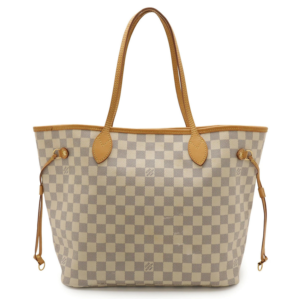 LOUIS VUITTON Damier Azur White Neverfull Tote Bag Shoulder